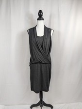 Athleta Womens Duet Faux Drape Dress Surplice Athleisure Jersey Knit Gray A065