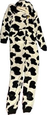 Women's Cow Pajamas XS 0-2 Zip Hood One piece Removable Bell MOO-DY NWT