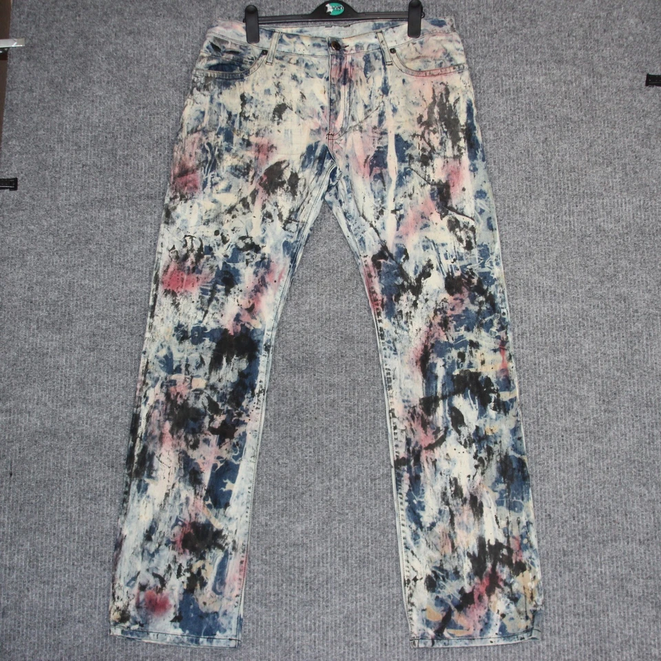 Pantalones de mezclilla para hombre ROBIN'S JEAN talla 36 diseño pintado envejecido Foto 2 de 4