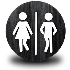 Jetec Wooden Bathroom Sign Unisex Restroom Rustic Men's and Women's Toilet