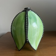 Vintage Lime Green Marbled Slag Glass Tulip Ceiling Lamp Shade 8.5” tall