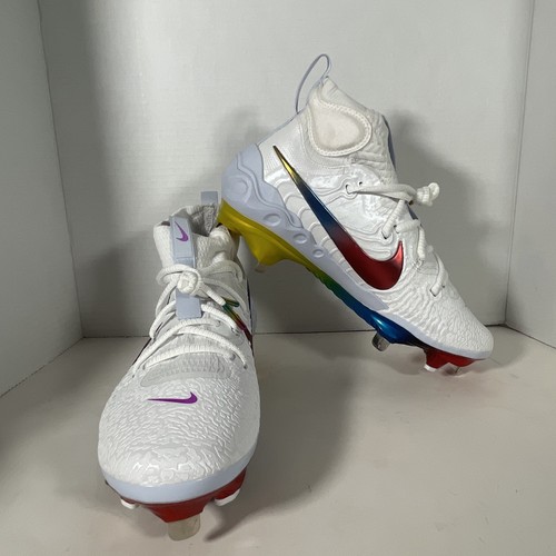 Nike Alpha Huarache NXT Baseball Cleats "Rainbow" Cleats Metal DJ6517-106 Sz 7.5 - Picture 2 of 5