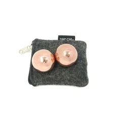 Solid Copper Baoding Balls with Carry Pouch for Hand Therapy, Exercise, and S...
