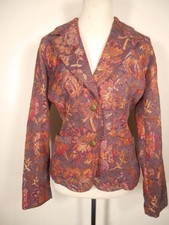 Beautiful Women's Small Coldwater Creek Purple Floral Brocade LS Blazer Jacket