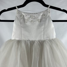 David’s Bridal White Flower Girl Dress 2T Beaded Satin Tulle Style F5407T
