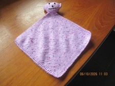 HANDKNITTED SOFT TOY LOVIE COMFORTER  APPROX 42.5 CMS  X  APPROX. 37.5 CMS