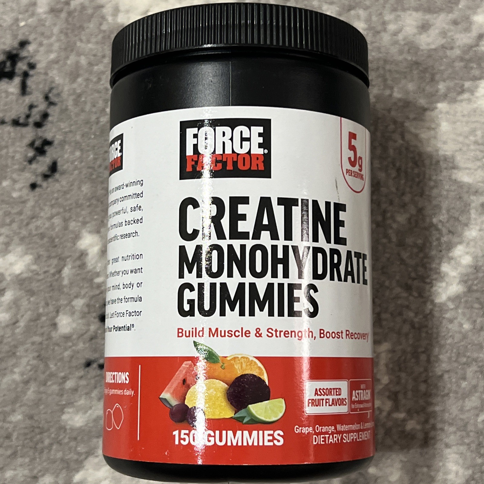Force Factor Creatine Monohydrate Gummies Assorted Fruit 150 Count BB4/27