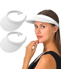 2 Pack Clip On Visor Hats Women Men Adjustable Wide Brim Ladies Sun Visors