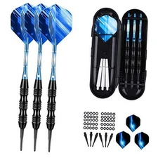 Professional Soft Tip Darts Set 20 Grams - 50 Rubber O-Rings + 30 Darts BLUE