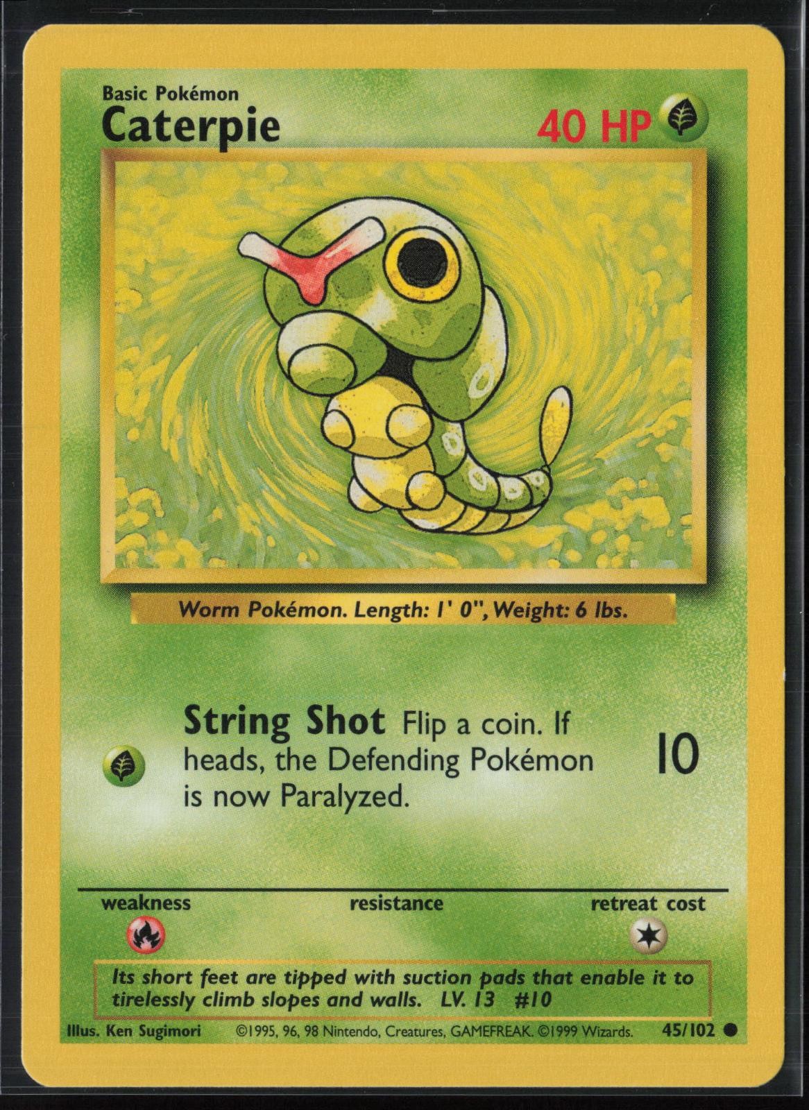 Caterpie 45/102 Common Base Set Unlimited Pokemon Near Mint