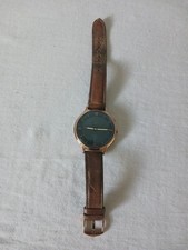 Fossil Hybrid Smart Watch Blue/Green 38mm Dial Brown Leather Band Gold