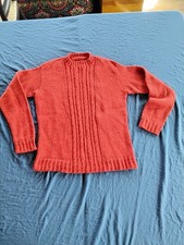 Vintage Red Cable Knit Sweater Handmade Unisex Youth L Adult S