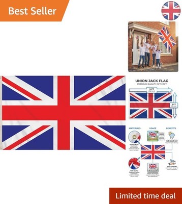 Patriotische 6er-Pack britische Union Jack Flaggen - robust 5 Fuß x 3 Fuß Polyester Design