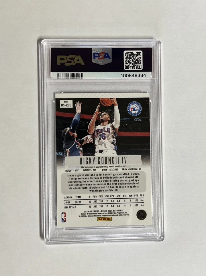 2023 PANINI PRIZM DECA SIGNATURES #DSRCO RICKY COUNCIL IV - PSA 10 - Image 2 of 2