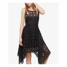 Free People Women’s Black Lace Overlay Dress Sleeveless Flower Designer