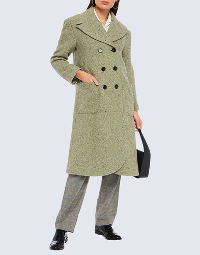 ALEXACHUNG Double-breasted wool-blend tweed coat sage green UK 6 8 10 RRP £720 - Picture 2 of 16