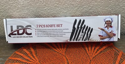 Lux Decor Collection 7 Piece Stainless Kitchen Knife Set - Steak-Cheese-Pizza