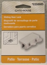 GATE HOUSE - Sliding Door Lock for Patio Door - White Metal - Brand New Sealed