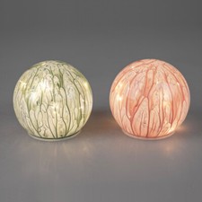 Deko-Kugel 12 o. 15 cm grün o. rosa LED Leuchtkugel Timer formano Beleuchtung