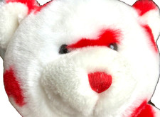 Hearts Love Teddy Bear Stuffed Animal Christmas Plush Holiday Red White 14" Cute