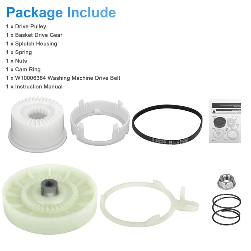W10721967 Washer Pulley Clutch Kits W10006384 for Whirlpool W10006356 W10006382 - Picture 8 of 8