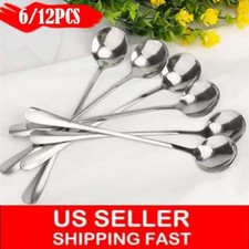 7.5" Stainless Steel Mixing Spoons Long Handle Iced Teaspoons Ice Cream Spoon