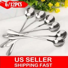 7.5" Stainless Steel Mixing Spoons Long Handle Iced Teaspoons Ice Cream Spoon