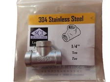 1/4" NPT Tee  #304 Stainless Steel 1/4" NPT Smith Cooper  #S3014T  NEW