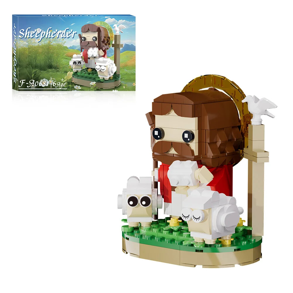 MOC Jesus Sheep Building Blocks The Shepherd God Figures Bible Story Toys Boxed