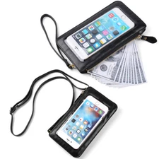 Phone Leather Zip Pouch Shoulder Crossbody Bag Purse Case For iPhone 16 Pro Max