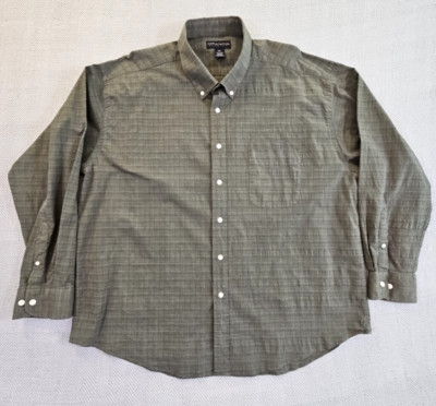 Croft & Barrow Men's Shirt XXL Green Long Sleeve Button Down Stretch Plaid EUC