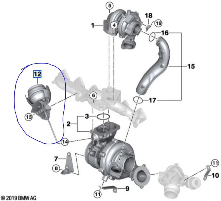 BMW Genuine 3 5 6 Series X3 X5 X6 M57N2 Turbo Waste Gate Actuator 