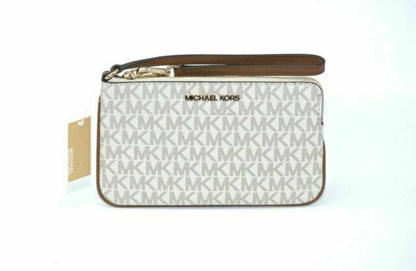 Michael Kors Jet Set Travel Large Wristlet Clutch - Beige for sale  