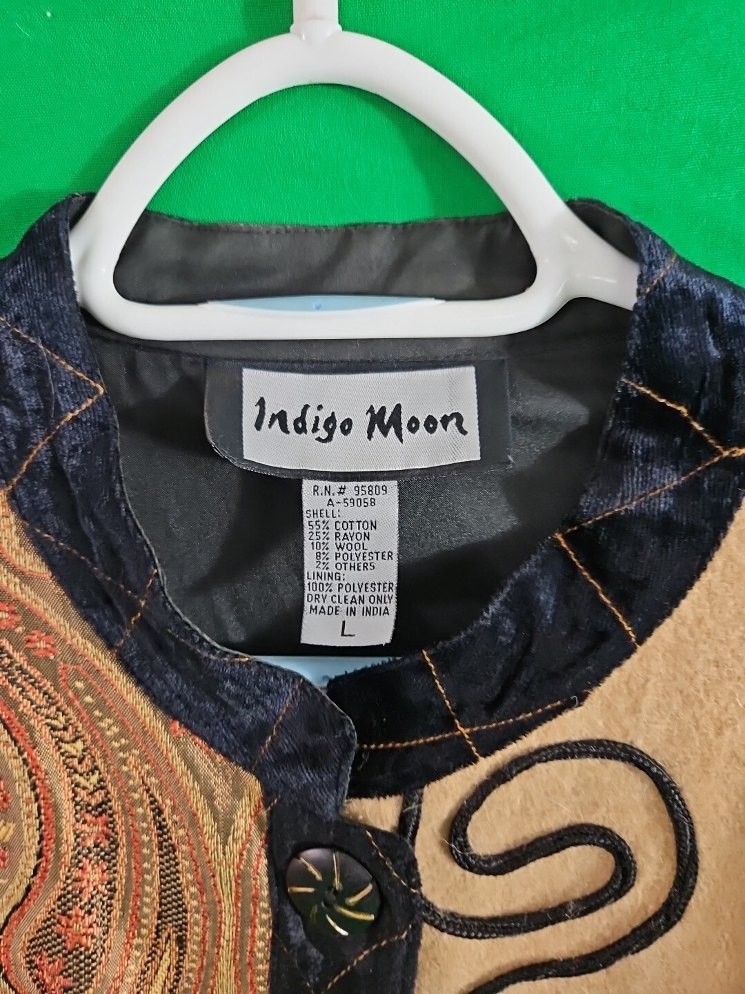 Indigo Moon Sz Large Patchwork Button Up Jacket B… - image 2