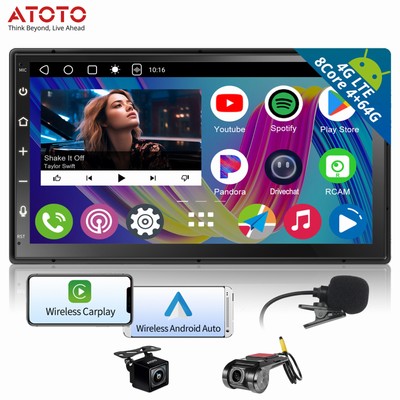 ATOTO A6PL Wireless Android Auto Car Stereo Apple Carplay GPS+Dash and Rear Cam