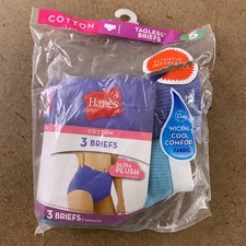 Hanes Women's Size 5 Purple Blue Cotton Tagless Briefs 2 Pack NWT