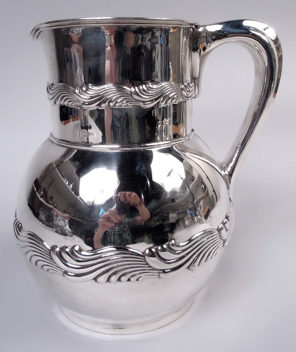 Tiffany Wave Edge Water Pitcher 5066 Antique American Sterling