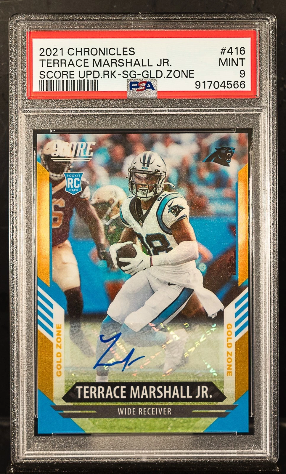 Terrace Marshall Jr. Panini Chronicles Score Update Rookies #416 Signatures-Gold Zone