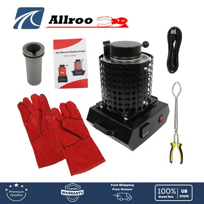 3KG Metal Melting Furnace Forge Kit+Mesh For Melt Scrap Digital Electric Tool