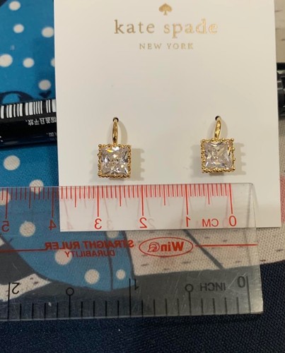 Signed Kate Spade Square Mini Studs Earrings - Picture 3 of 3