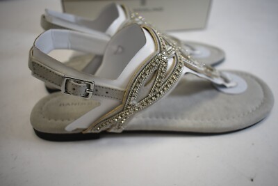Bandolino Women's Kali Flat Sandal - Rhinestone Embellished Thong Sandal With Sueded Footbed