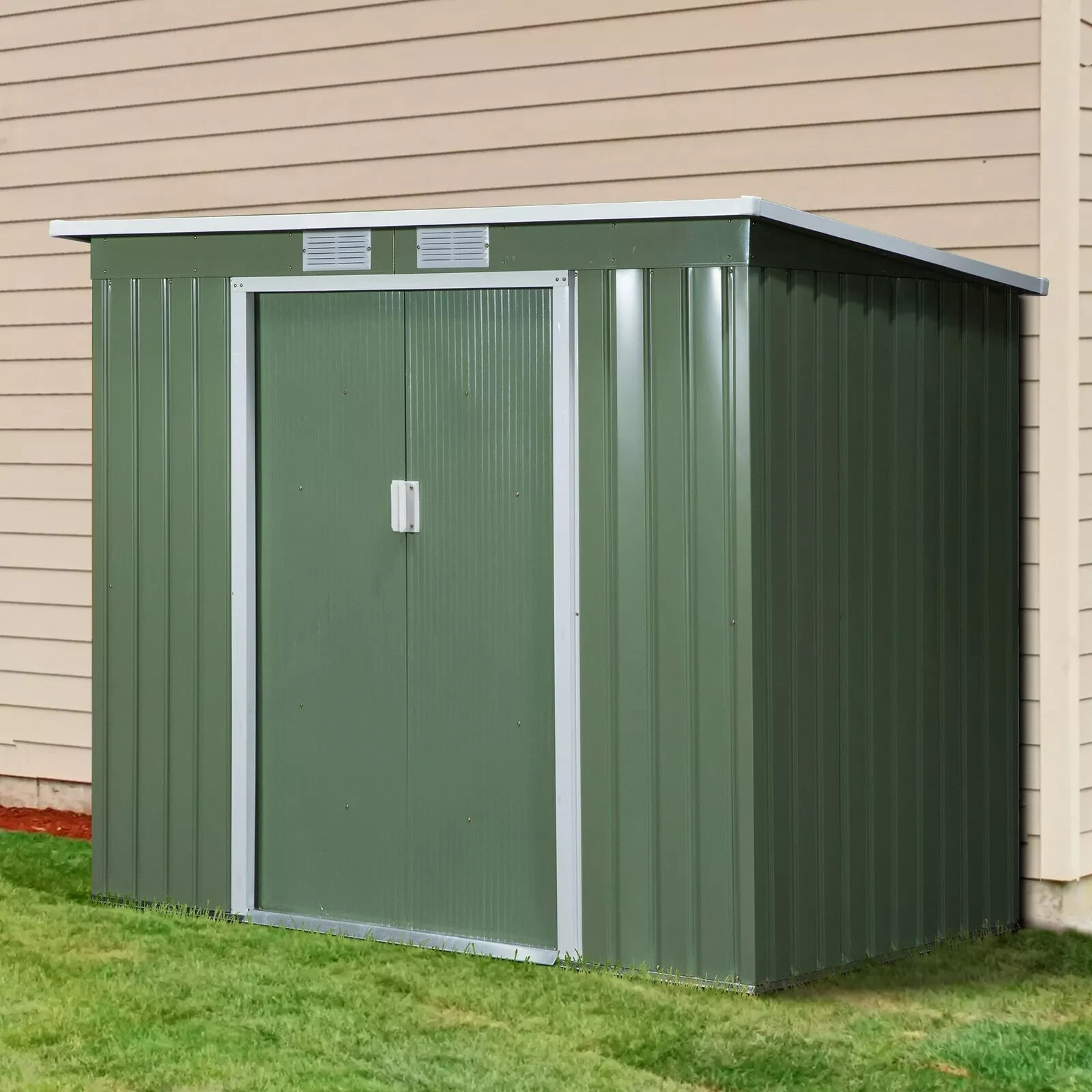 Garden Storage Shed Sloped Roof Outdoor Equipment Tool Bike Store Green Outsunny