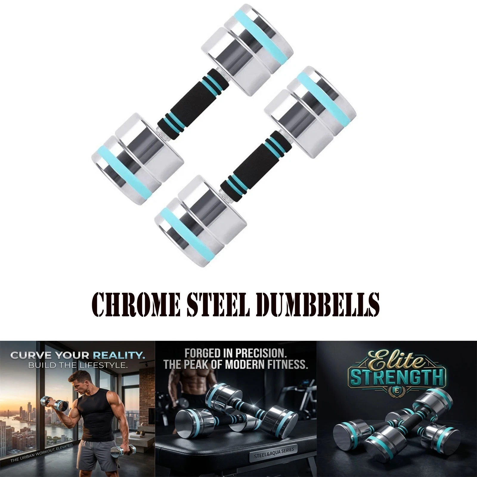 Ultra Compact Dumbbell Set Chrome Steel Adjustable Anti-Slip Grip Gym Exercise
Opens in a new window