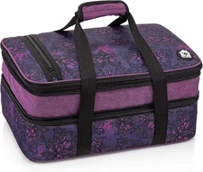 Double Casserole Insulated Travel Food Containers Carry Bag - Henna Tattoo Desig
