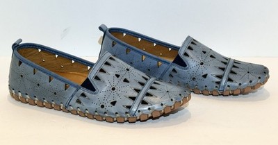 Spring Step Womens Fusaro Loafer Size 38 US 8 Blue Leather Cutouts Flexible Shoe