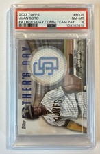 2023 TOPPS FATHER'S DAY COMMEMORATIVE TEAM PATCH #FDJS JUAN SOTO PSA 8 POP 2