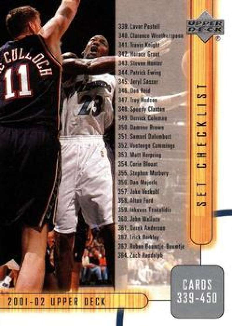 MICHAEL JORDAN 2001-02 Upper Deck #405 NM-NM+ NBA Wizards Checklist  ID:170363