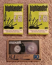 Lot Of 3 Cassette Tapes Maxell XLII 3M HIGHLANDER X2