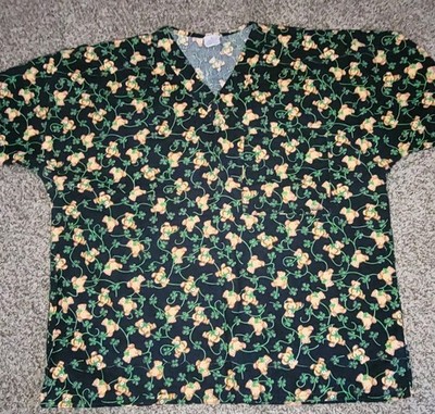 S.C.R.U.B.S. Womens One Pocket Medical Scrub Top Large Teddy Bears