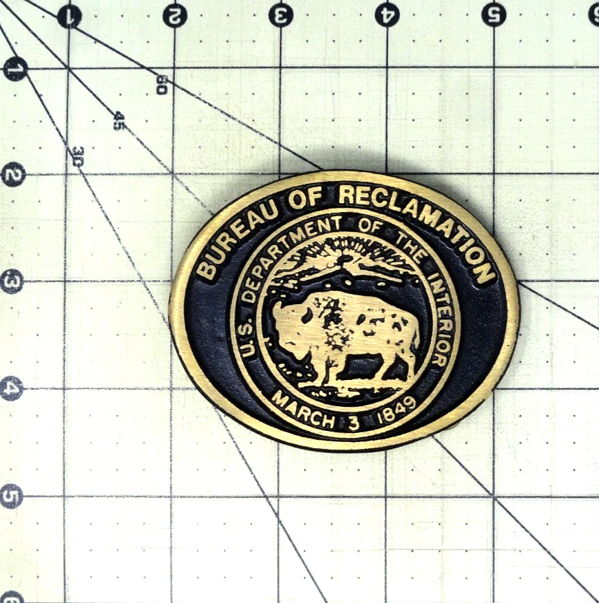 Oficina de Reclamación Departamento del Interior de Estados Unidos Uniforme Hebilla de Cinturón De Colección Años 90.GMP635 Foto 3 de 4